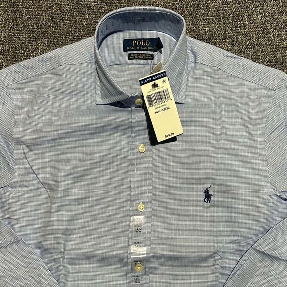 Ralph Lauren Blue Dress Shirt with Classic Point Collar - Picture 2 of 5